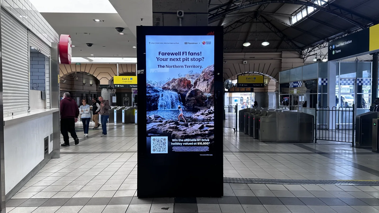 OOH panel at Flinders Street Station, Uluru creative